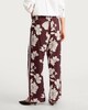 image 4 of F&F Floral Wide Leg Drawstring Trousers in Burgundy