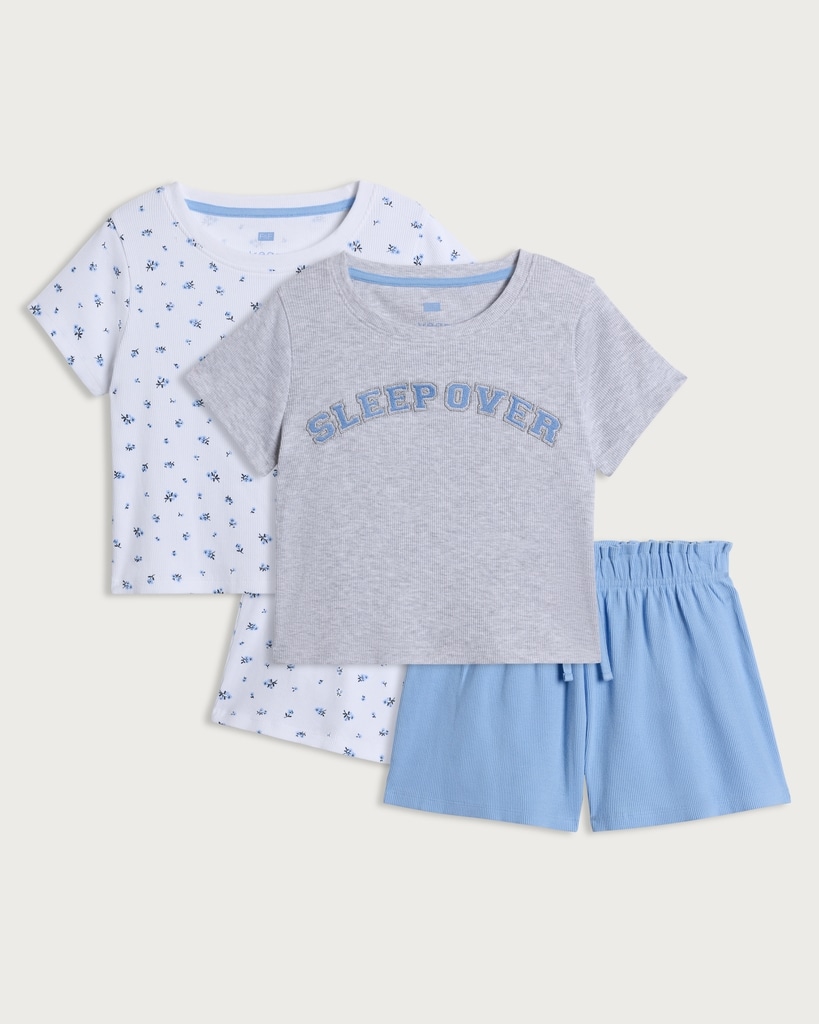F&F 2-Pack Pure Cotton Top and Shorts Pyjama Set in Multi
