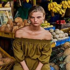 The F&F Edit Lyocell Blend Bardot Co-ord Top in Olive