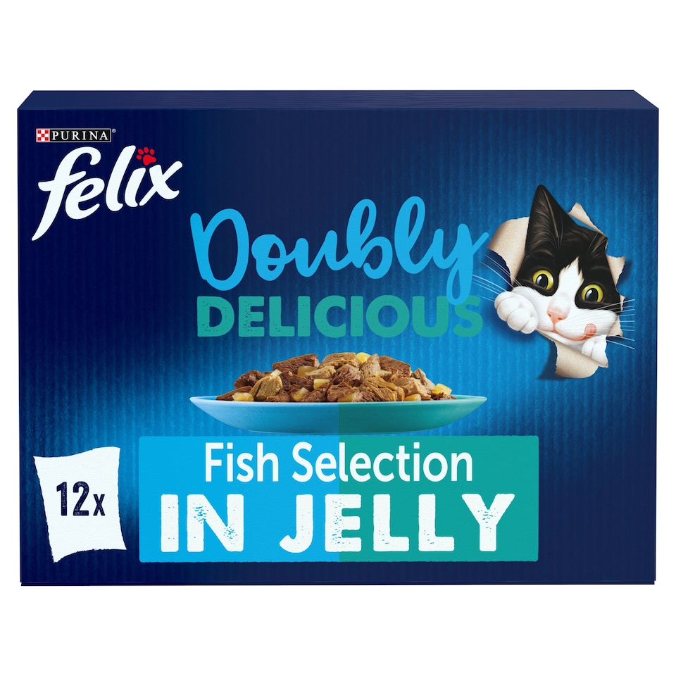image 1 of Felix Doubly Delicious Fish Selection in Jelly Wet Cat Food 12x85g
