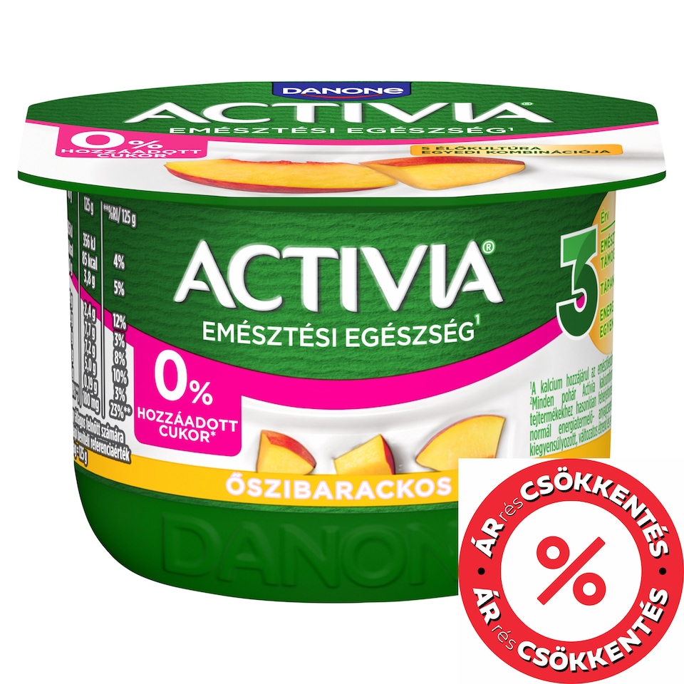 Danone Activia őszibarackos joghurt élőkultúrával, édesítőszerekkel 125 g