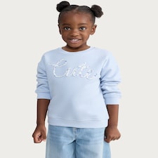F&F Girls Cotton Rich Cute Slogan Sweatshirt in Blue