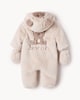 image 2 of F&F Baby Faux Fur Bear Cub Pramsuit in Med Nude