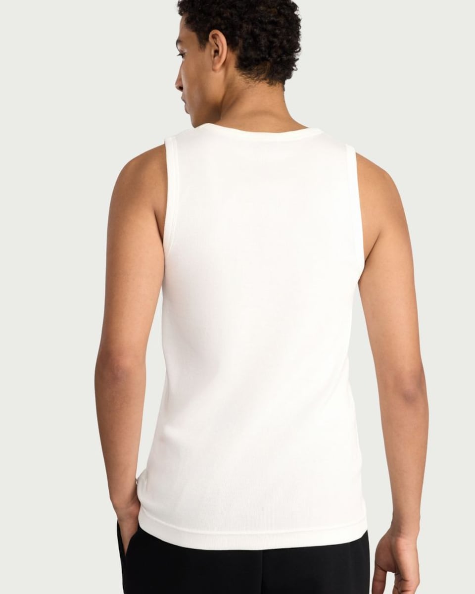image 1 of F&F Cotton Rich Ribbed Vest in Ecru