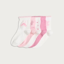 F&F Girls 5-Pack Ballet Print Ankle Socks in Multi