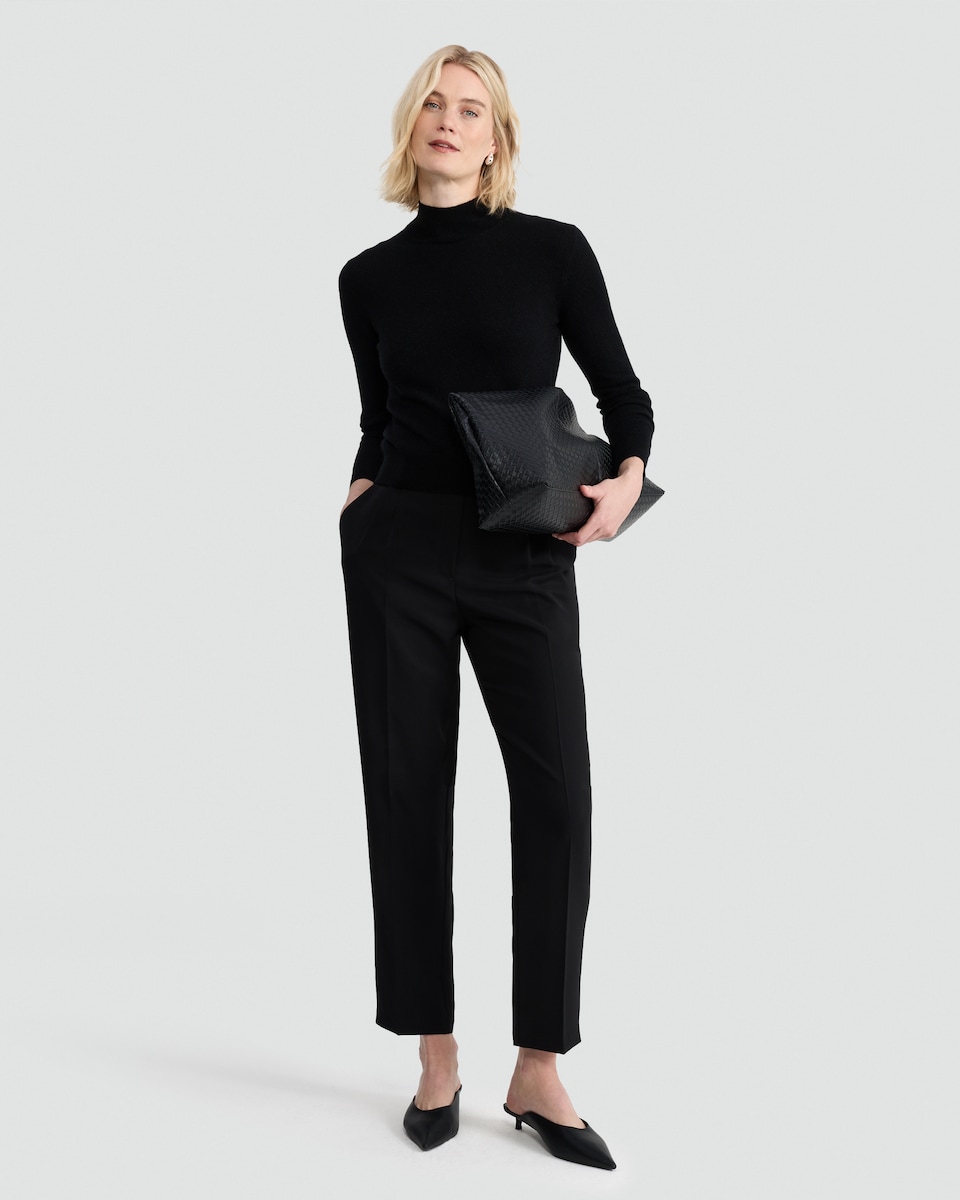 image 1 of F&F Premium Pure Cashmere High Neck Jumper in Black