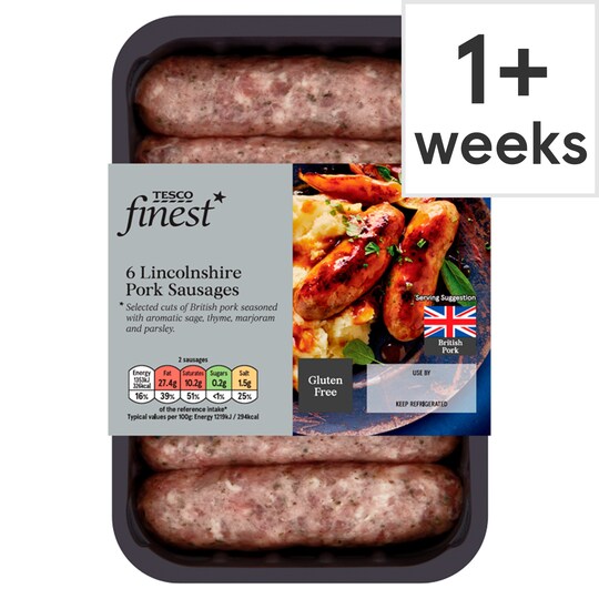 Tesco Finest British Lincolnshire Pork Sausages 400G Tesco Groceries