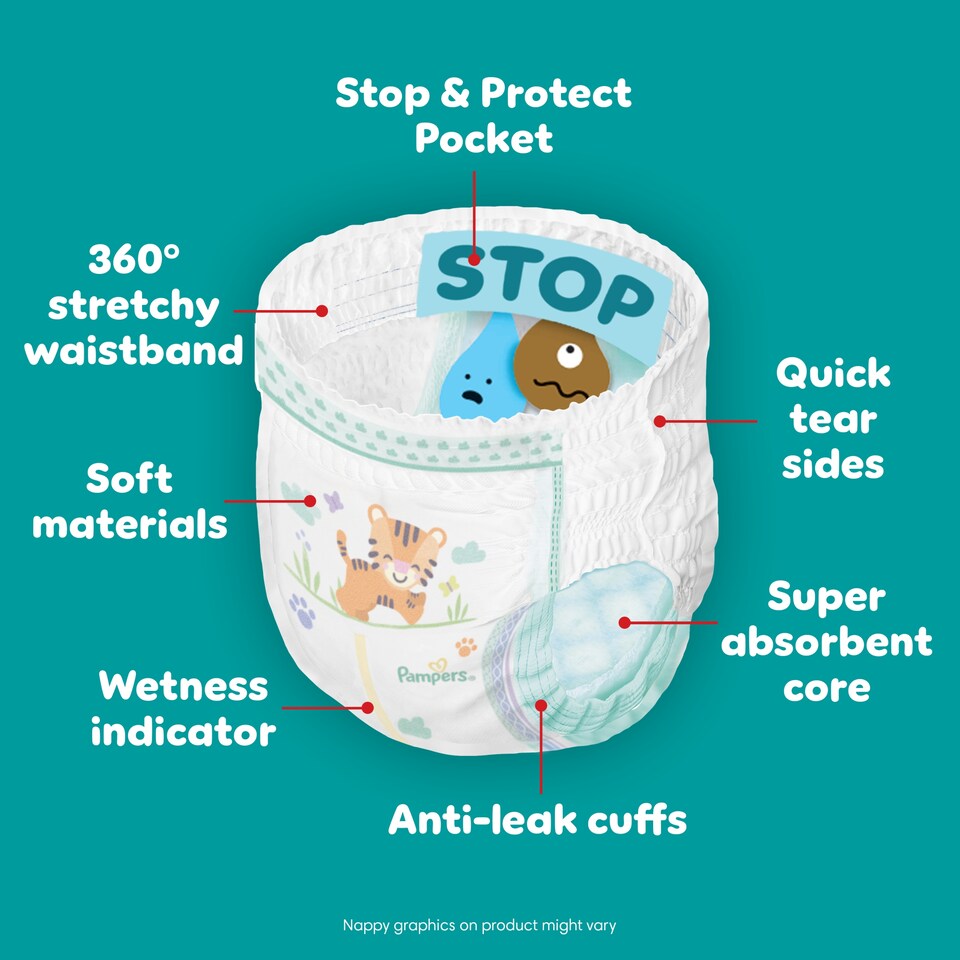 image 1 of Pampers Baby-Dry Nappy Pants Size 4 Monthly Pack 180 Pack
