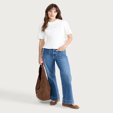 F&F Ponte Seam Peplum Hem Top in Cream