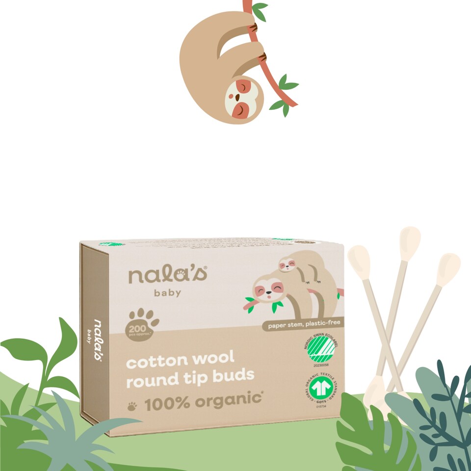 image 1 of Nala's Baby Cotton Wool Round Tip Buds 200 Pieces
