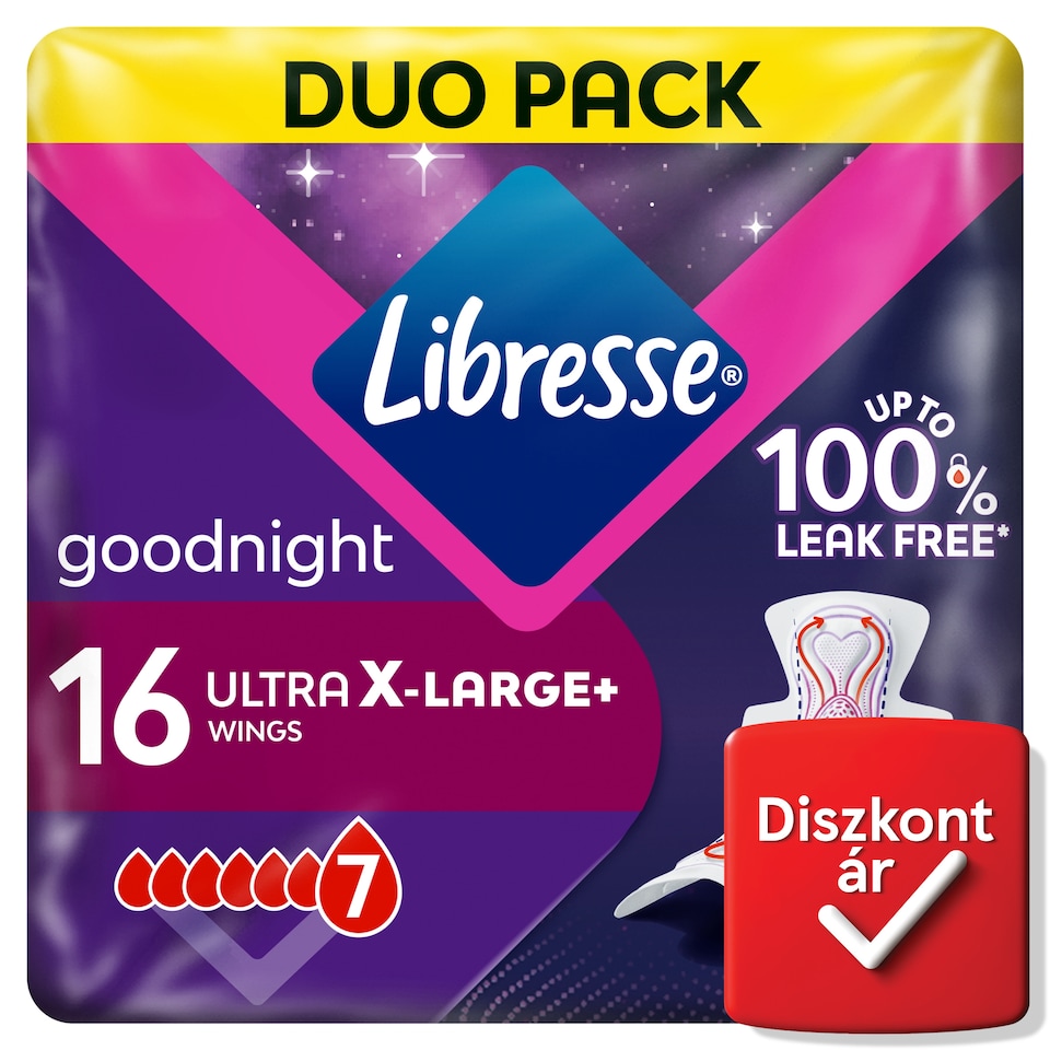image 1 of Libresse Ultra+ X-Large Goodnight Sanitary Pads with Wings for Night Use 16 pcs