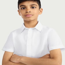 F&F School Boys 3-Pack Regular Fit Short Sleeved Shirts in White