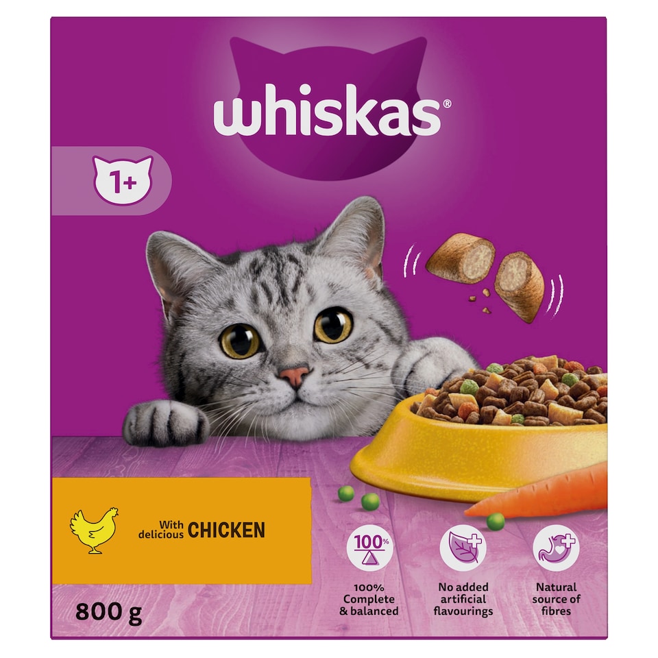 Whiskas Adult 1+ Dry Cat Food Biscuits Chicken 800G