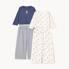 F&F Girls 2-Pack Pure Cotton Printed Pyjama Sets in Multi