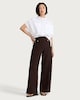 image 2 of F&F Cotton Rich Boucle Textured Wide Leg Trousers in Chocolate