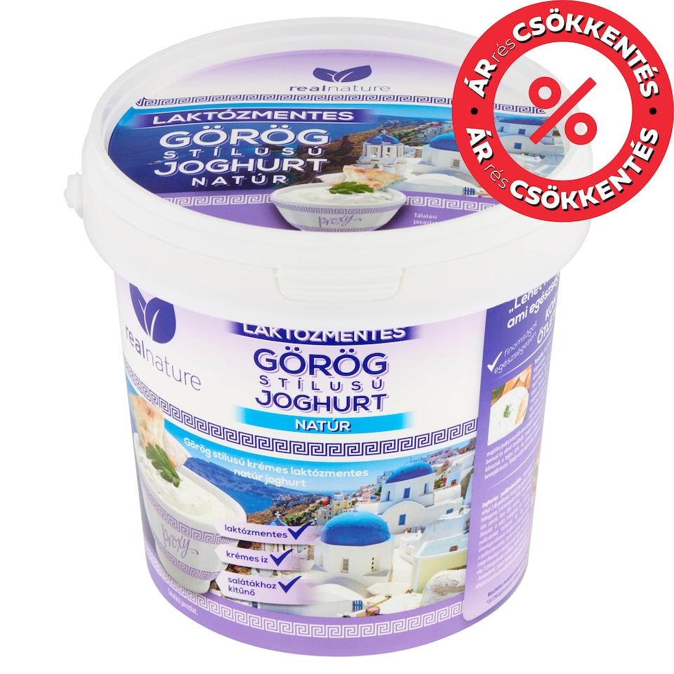 Real Nature Proxy görög stílusú krémes laktózmentes natúr joghurt 1 kg