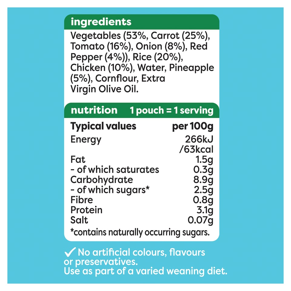 image 1 of Heinz Sweet & Sour Chicken Baby Food Pouch 180g