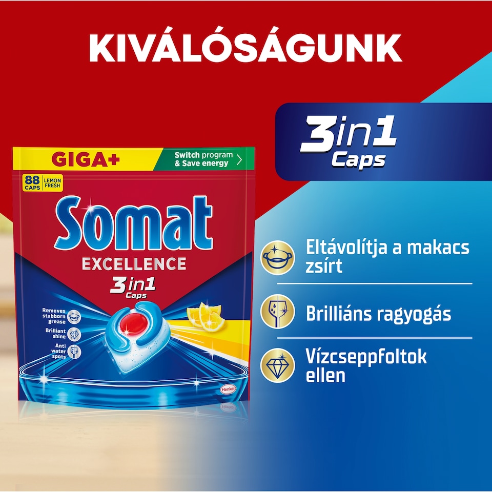 Somat 3in1 Excellence mosogatógép kapszula 88 db  1. kép