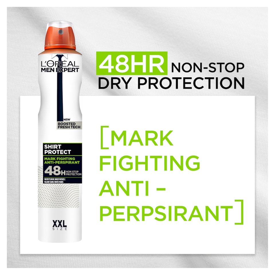 image 1 of L’Oreal Men Expert Shirt Protect 48 Hour Antiperspirant Deodorant 300Ml