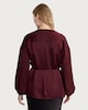 image 3 of F&F Satin Button Front Tie Waist Blouse in Burgundy