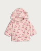image 1 of F&F Baby Borg Textured Cherry Print Hooded Jacket in Pink