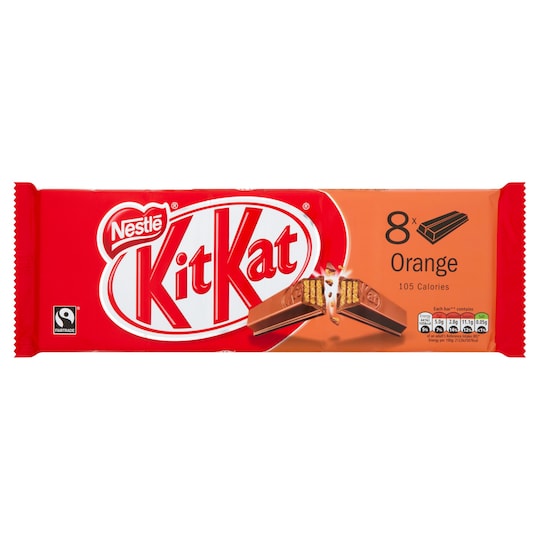 Kit Kat 2 Finger Orange Chocolate Biscuit 8 Pack 165.6G Tesco Groceries