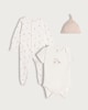 image 1 of F&F Baby 3-Piece Animal Sleepsuit, Bodysuit and Hat Set in Stone