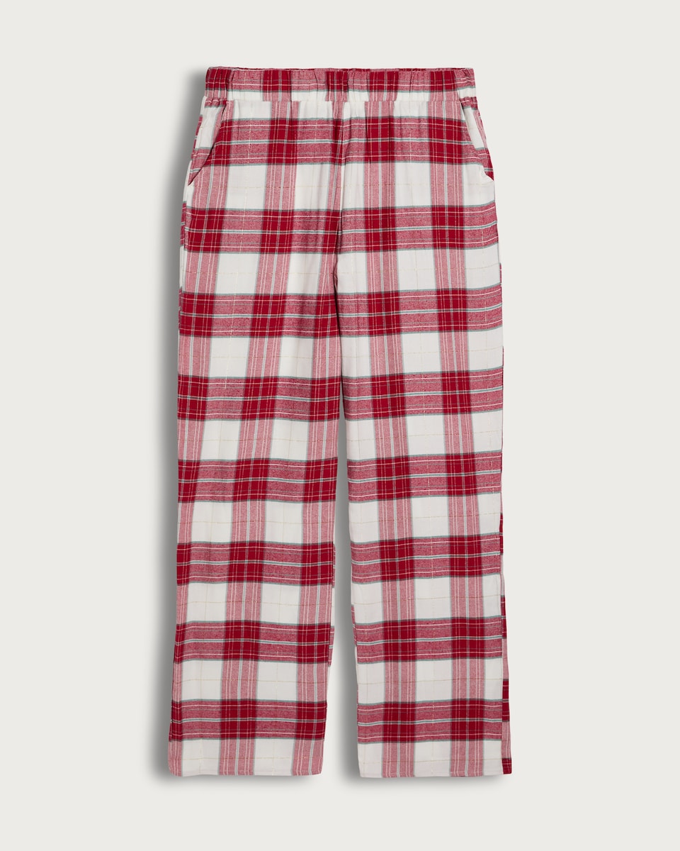 image 1 of F&F Cotton Blend Check Print Pyjama Bottoms in Multi Red