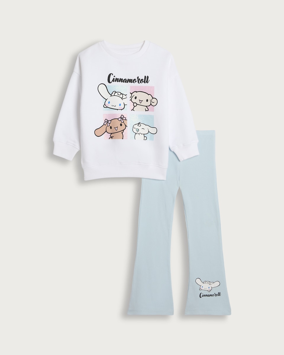 image 1 of Cinnamoroll 2-Piece Cotton Rich Sweatshirt and Leggings Set in Cream