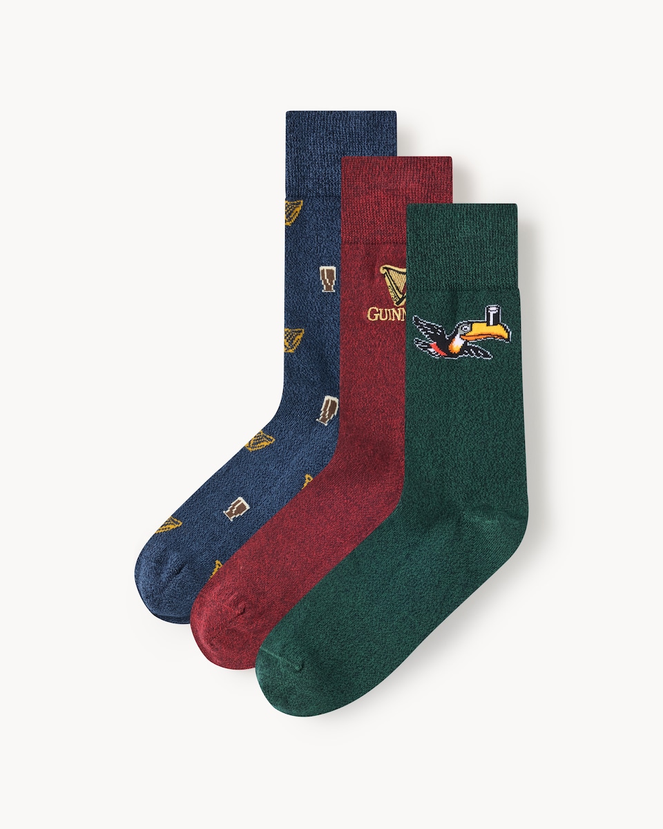Guinness 3-Pack Cotton Rich Ankle Socks in Multi