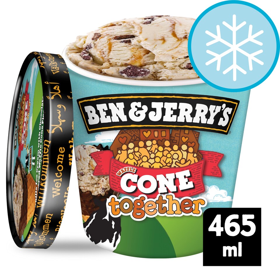image 1 of Ben & Jerry's Vanilla Ice Cream Chocolate Waffle Cone Salted Caramel 465Ml