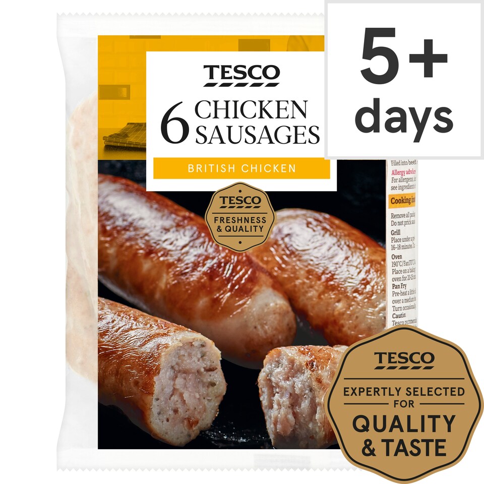Tesco British Chicken Sausages 6 Pack 400G