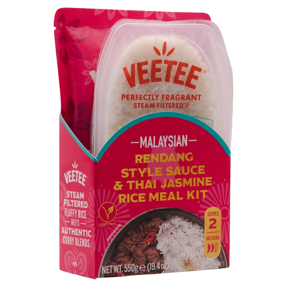 Veetee Malaysian Rendang Style Sauce & Thai Jasmine Rice Meal Kit 550g