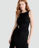 image 2 of F&F Crinkle Textured Gold Buckle Sleeveless Dress in Black