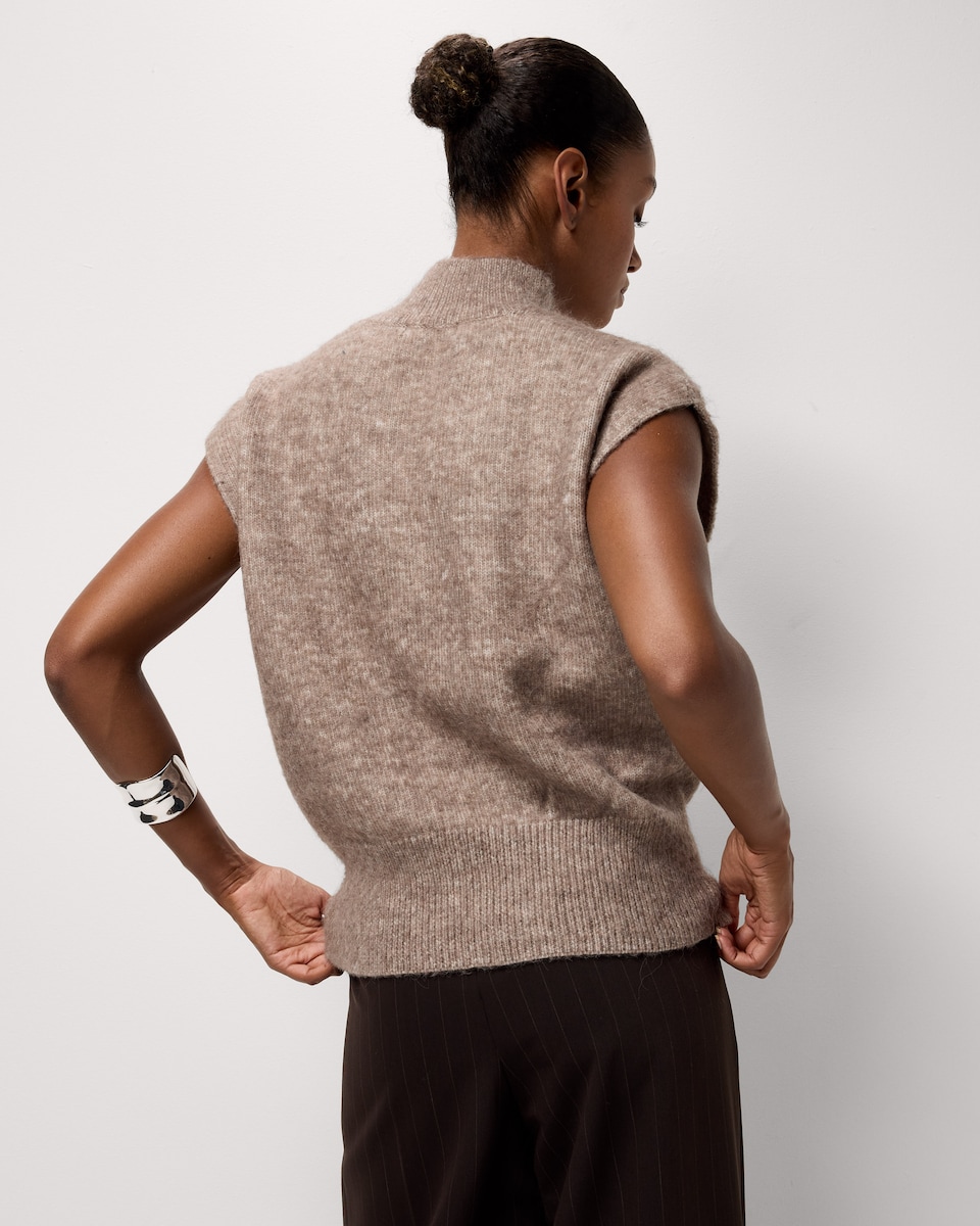 image 1 of F&F High Neck Knitted Vest in Mink