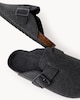 image 3 of F&F Felt Buckle Footbed Slippers in Grey