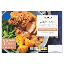 Tesco Slow Cooked Chicken Breasts in a creamy Mushroom and Mustard sauce 470g