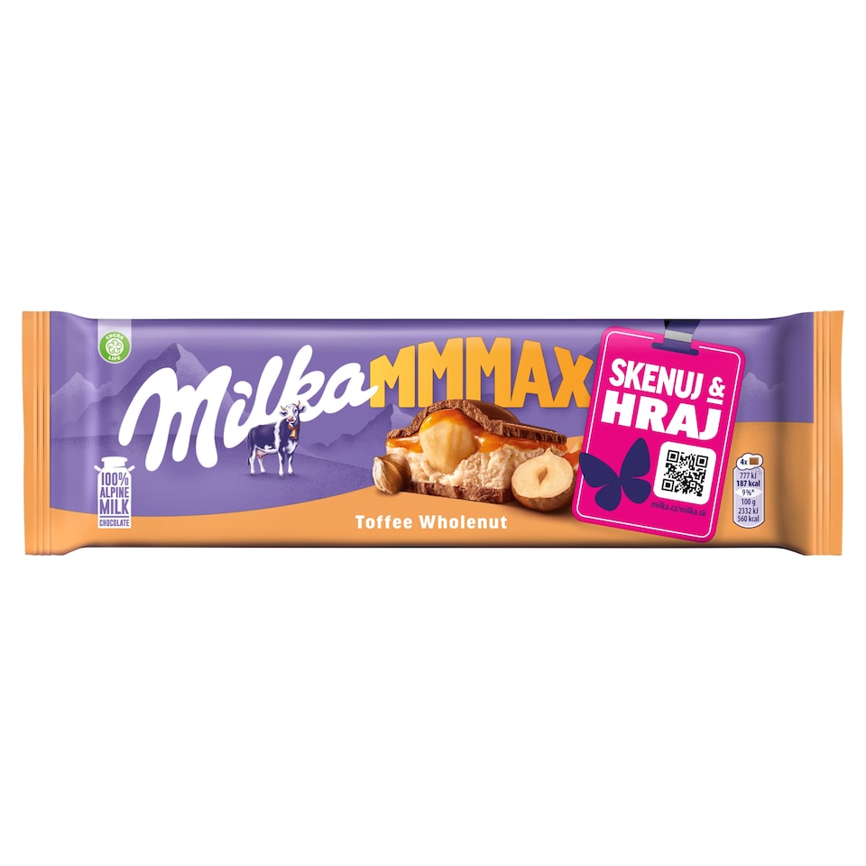 Milka čokoláda Mmmax Toffee Whole Nuts mliečna s ořieškami a karamelom 300 g
