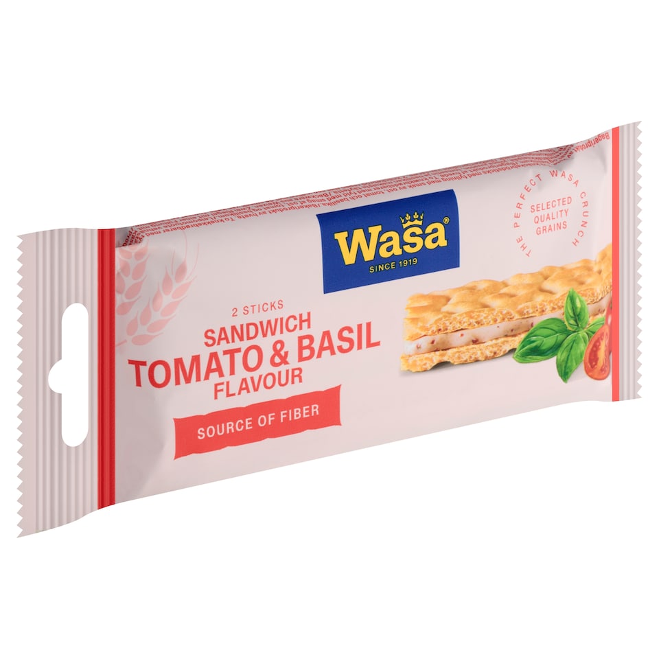 Obrázek 1 pro produkt Wasa Pšeničné knäckebroty s náplní s příchutí sýra rajčat a bazalky 2 ks 40g