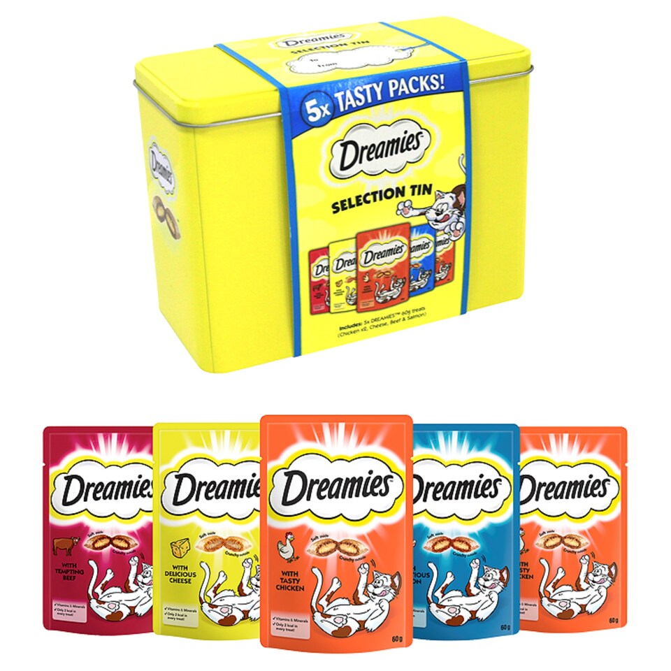 image 1 of Dreamies Cat Christmas Gift Selection Tin 300