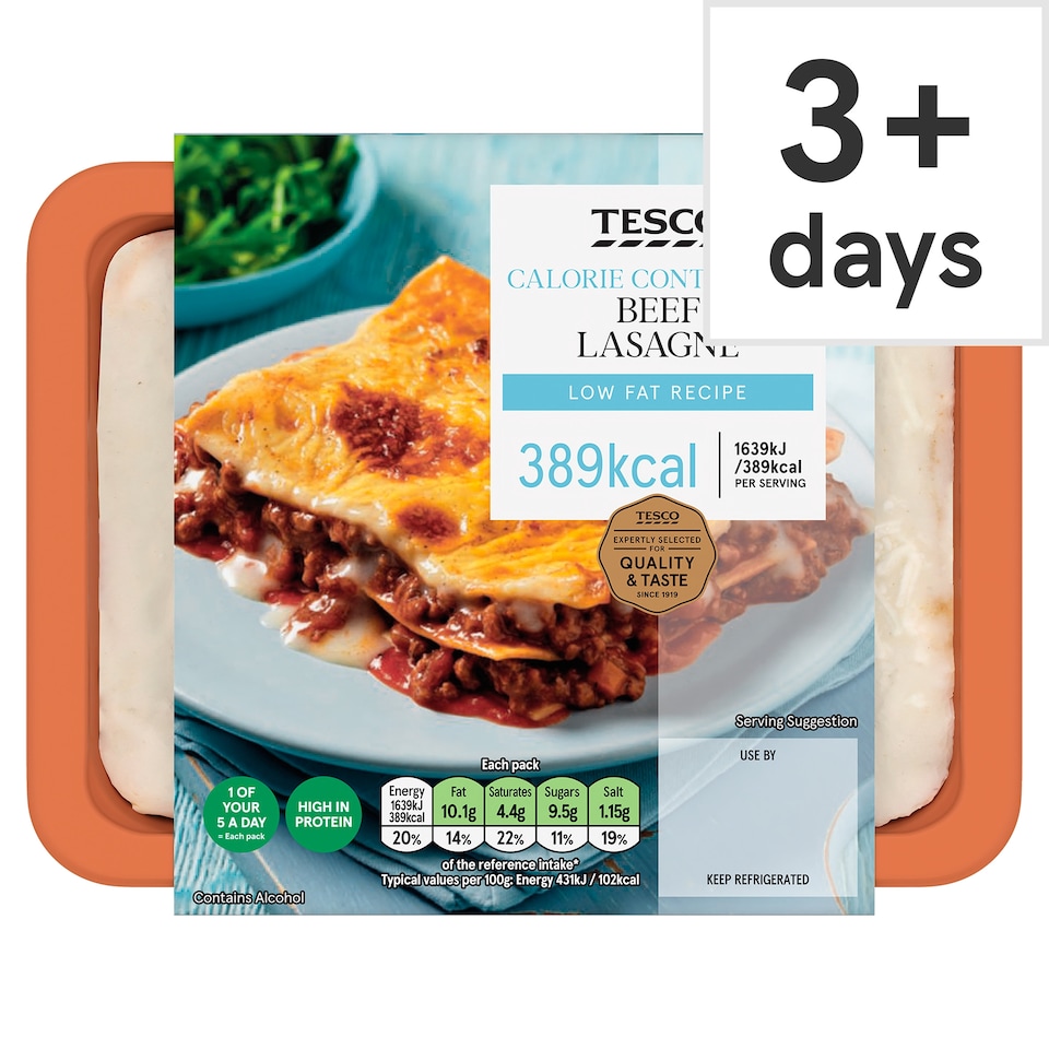 Tesco Calorie Controlled Beef Lasagne 380G