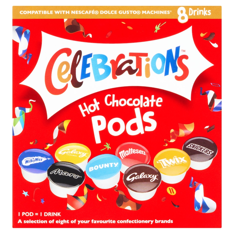 Celebrations Hot Chocolate Pods 8 Pack 122G
