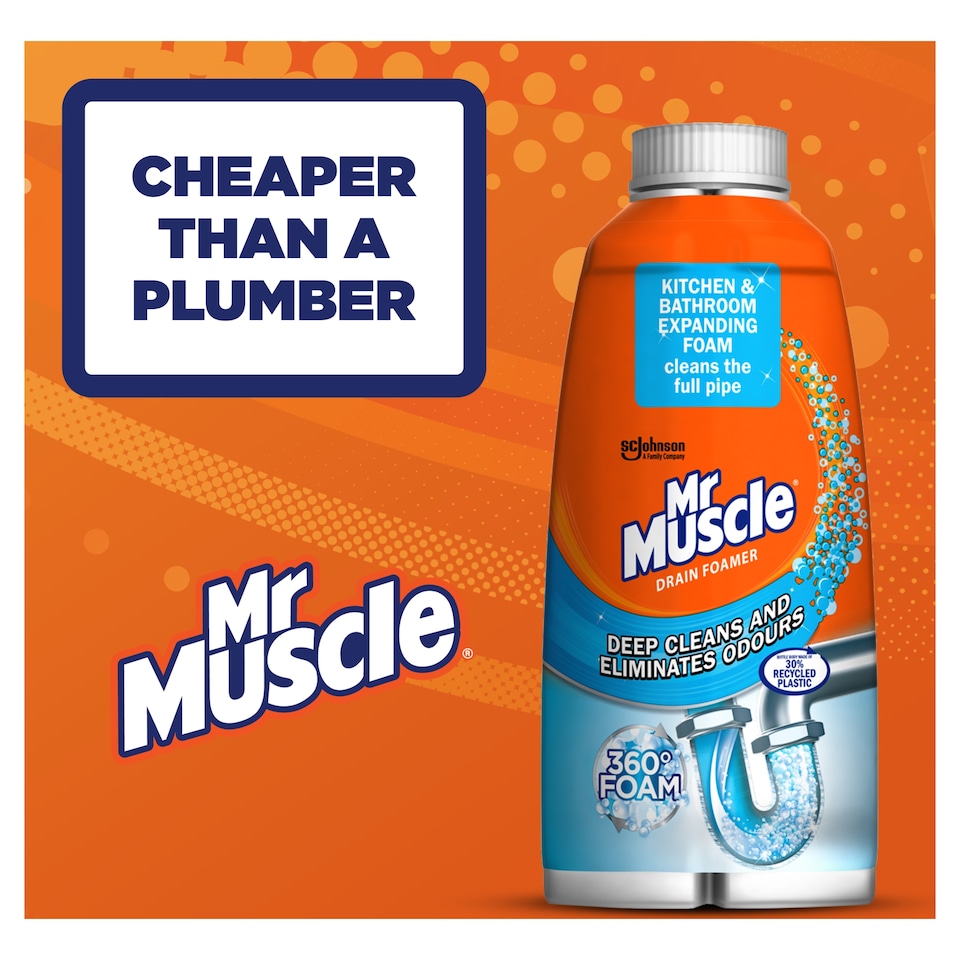 image 1 of Mr Muscle Drain Foamer Pipe Cleaner - Deep Clean & Odour Eliminator 500ml