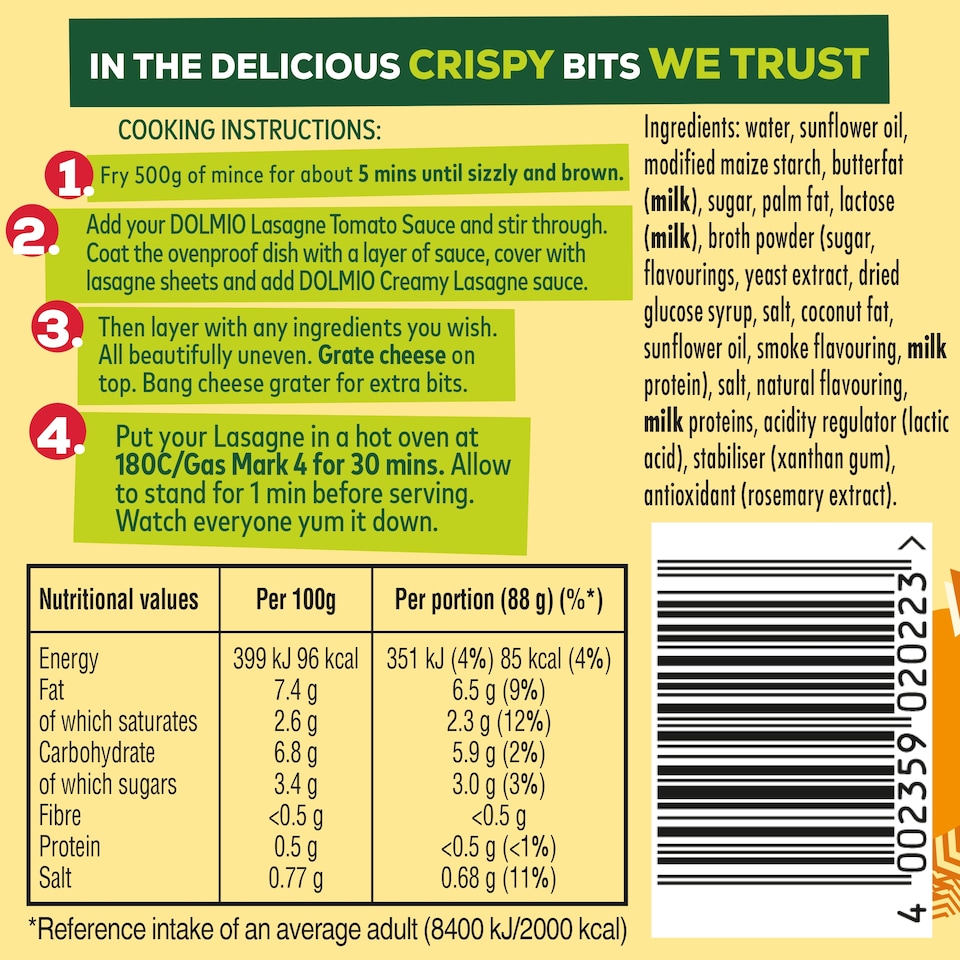 image 1 of Dolmio Creamy Lasagne Sauce 440g