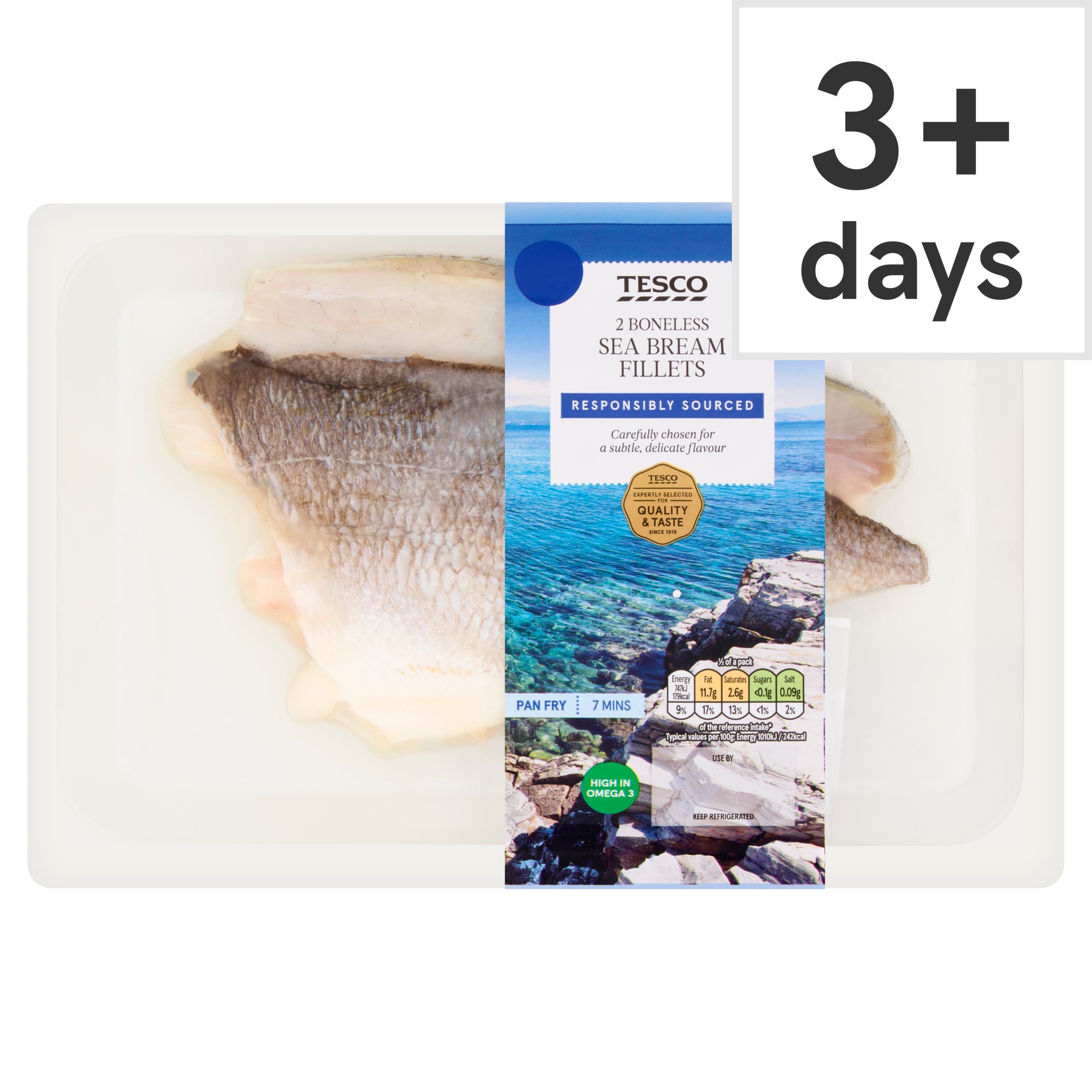 Tesco 2 Boneless Sea Bream Fillets 180g