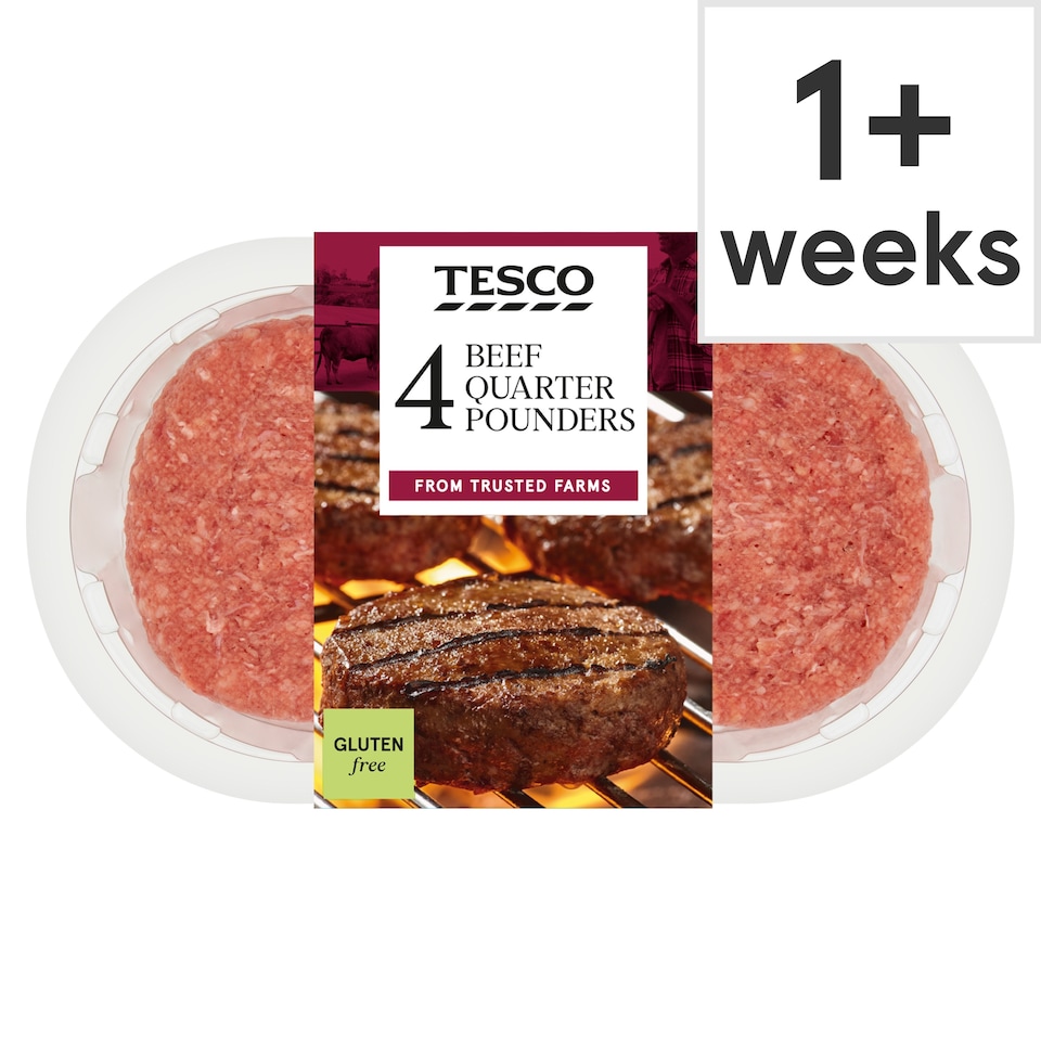 Tesco 4 Quarter Pounder Beef Burger 454g