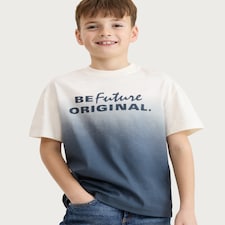F&F Boys Pure Cotton Printed Oversized Fit T-Shirt in Cream