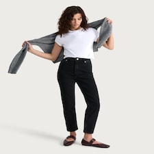 F&F High Rise Slim Ankle Grazer Jeans in Black