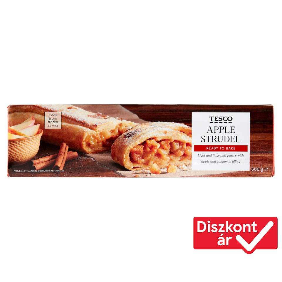 Tesco gyorsfagyasztott, leveles rétes almás-fahéjas töltelékkel 500 g