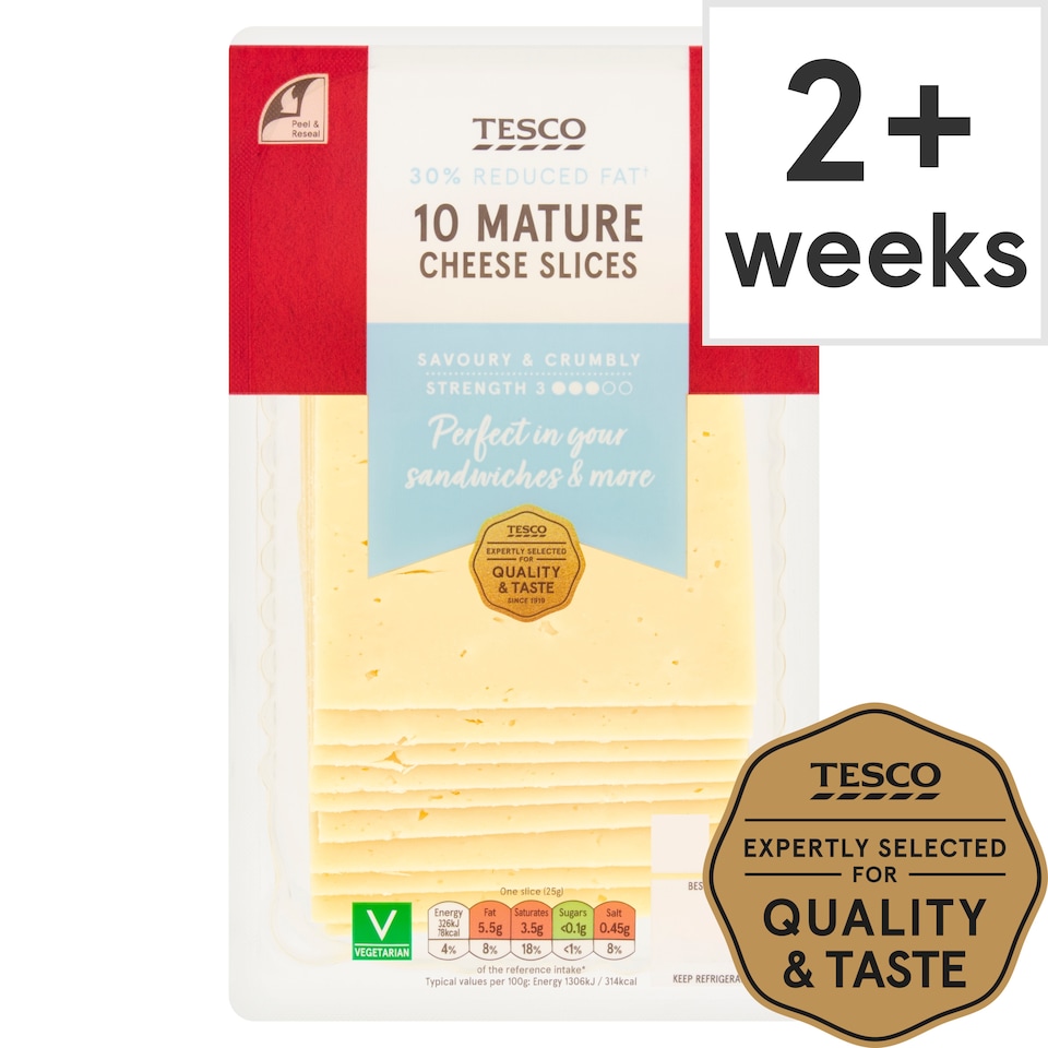 Tesco 30% Reduced Fat Mature Cheese Slices 250G